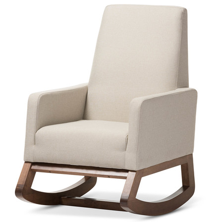 Baxton Studio Yashiya Mid-century Light Beige Upholstered Rocking Chair 123-6818